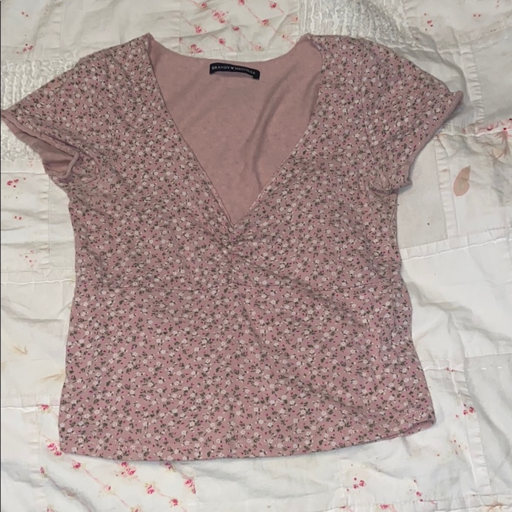 Brandy Melville pink floral gina top